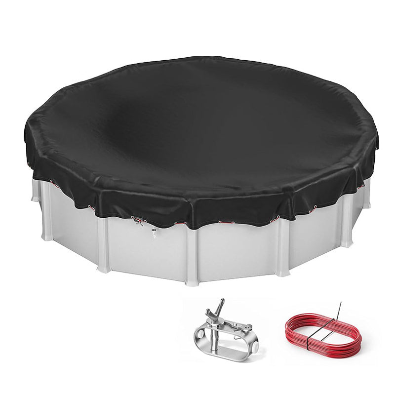 Round pool cover waterproof with tension cable system