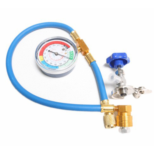 AC air conditioning refill hose with precision pressure gauge