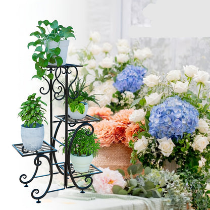 4-Tier Metal Plant Stand – Corner Shelf for Indoor Plants