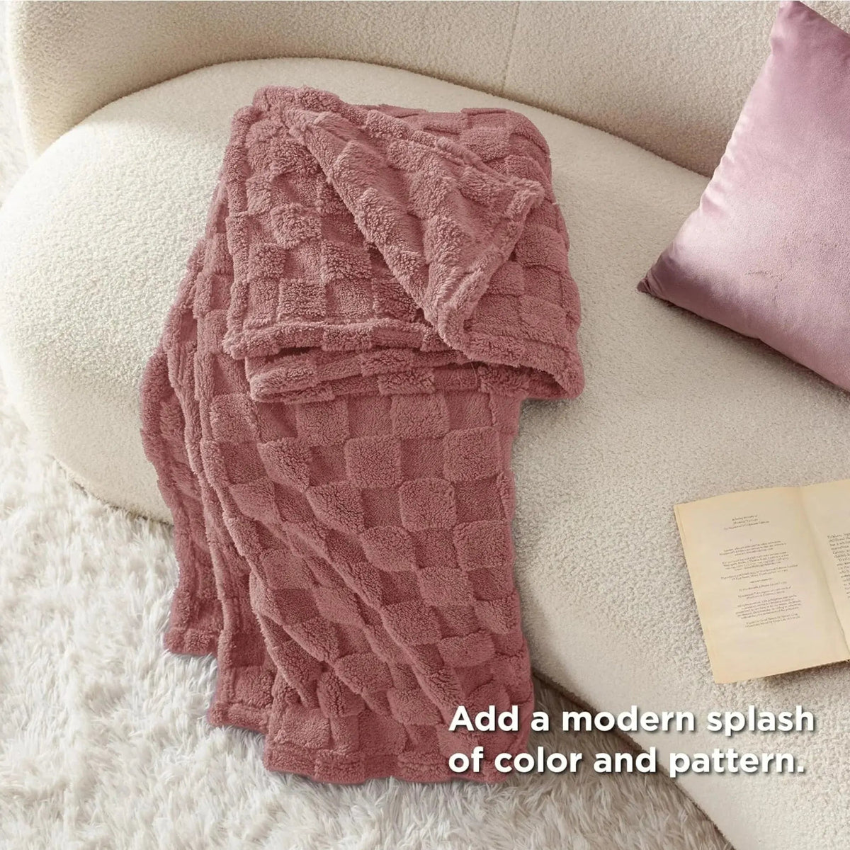 Checkered Throw Blanket Soft Fleece Cosy
