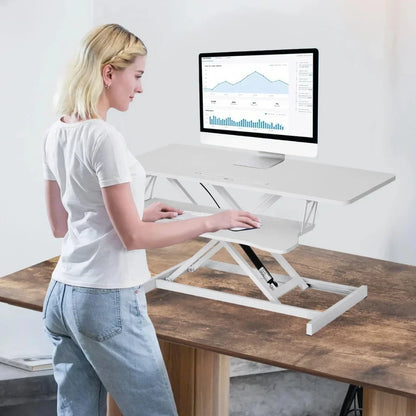 37-Inch Standing Desk Riser – Dual-Tier Sit-Stand Converter