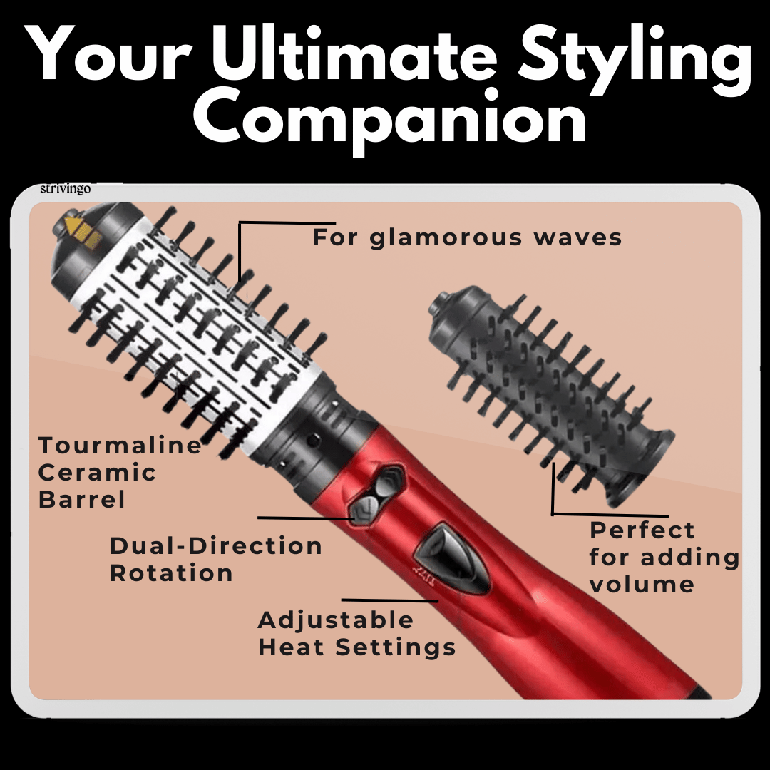 3-in-1 Rotating Hair Dryer Brush – Curling Styler