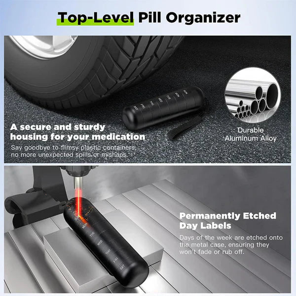 7-Day Aluminum Pill Organizer – Portable Travel Pill Box