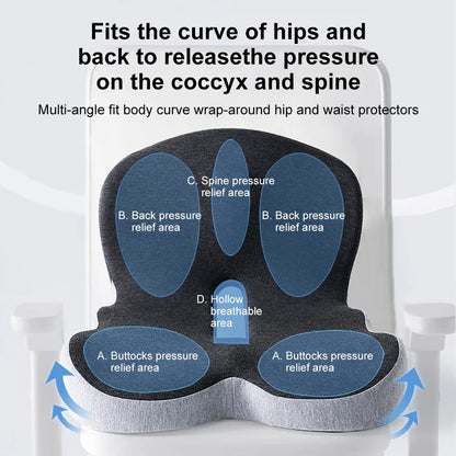 Memory Foam Lumbar Seat Cushion with Anti-Slip Back Support