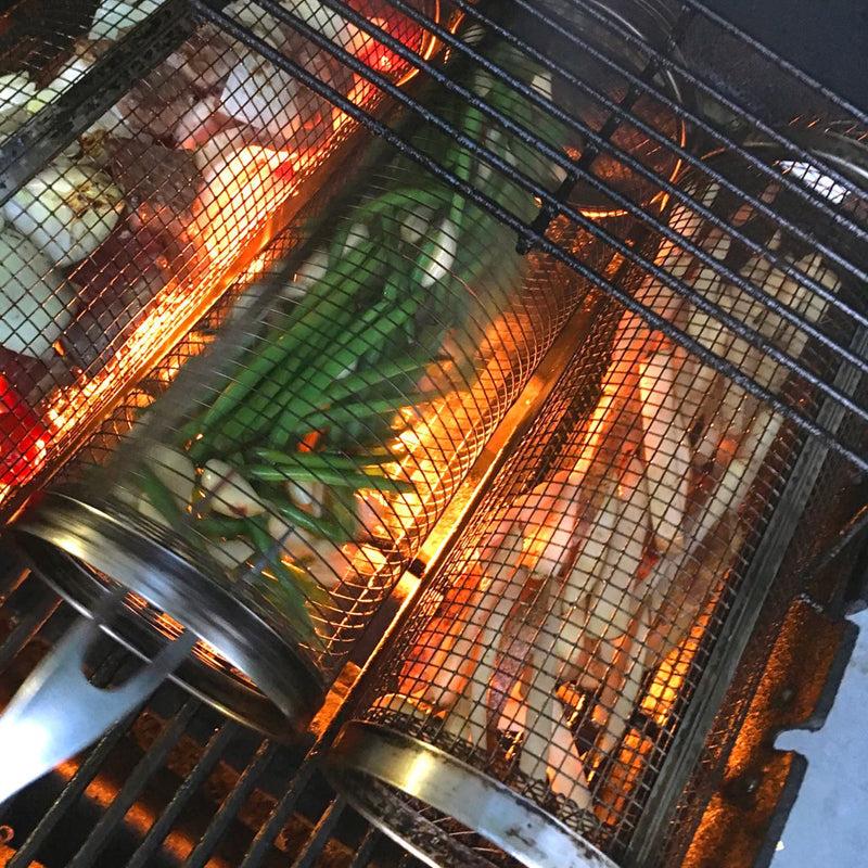 Rotating BBQ Grill Basket – 304 Stainless Steel Vegetable Roaster – image 7