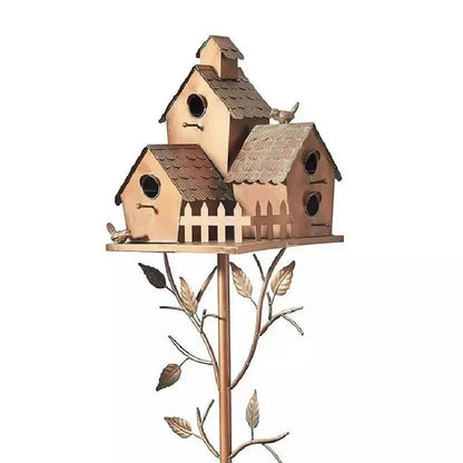 Metal Birdhouse Garden Decor – Aviary Sculpture Ornament