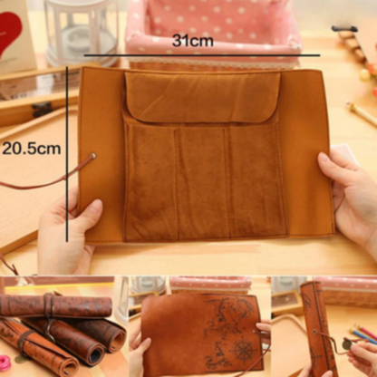 Vintage Leather Pencil Case Organizer