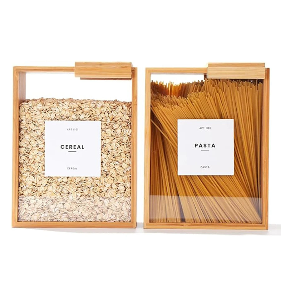Bamboo Cereal Dispenser & Dry Food Storage Container