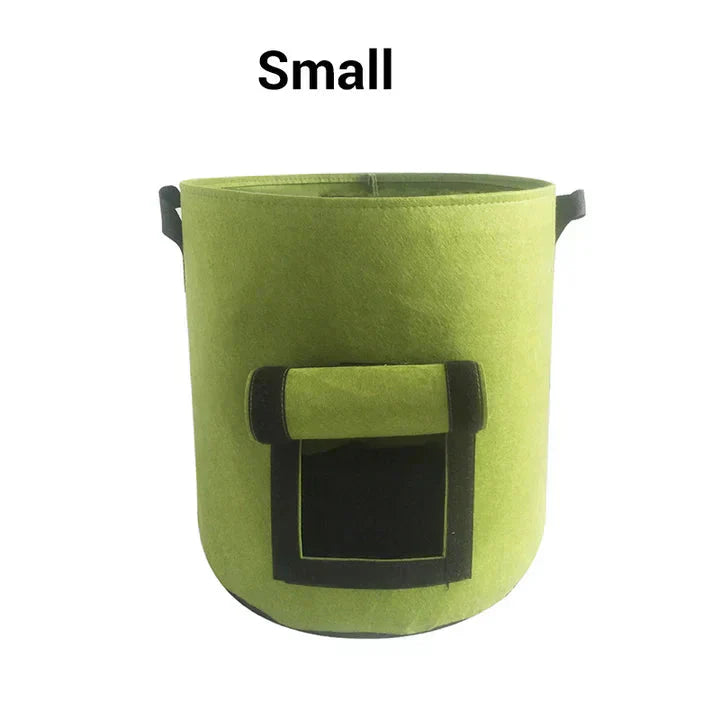 Potato planting bag with harvest window