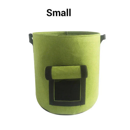 Potato planting bag with harvest window