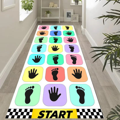 Play Mat with Colorful Hand and Footprints, Non-Slip