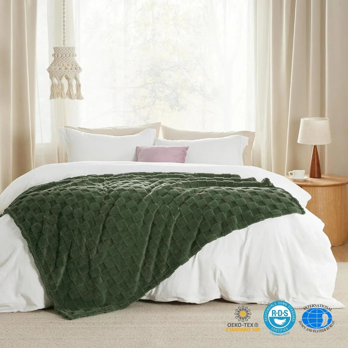 Checkered Throw Blanket Soft Fleece Cosy