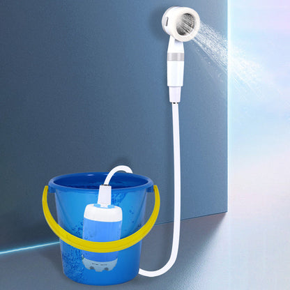 Portable camping shower with pump and 2 spray modes