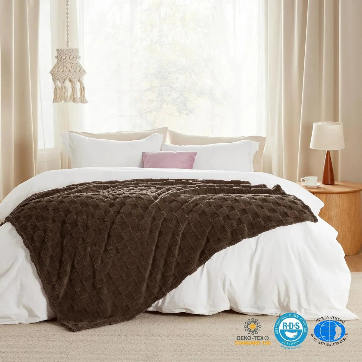 Checkered Throw Blanket Soft Fleece Cosy