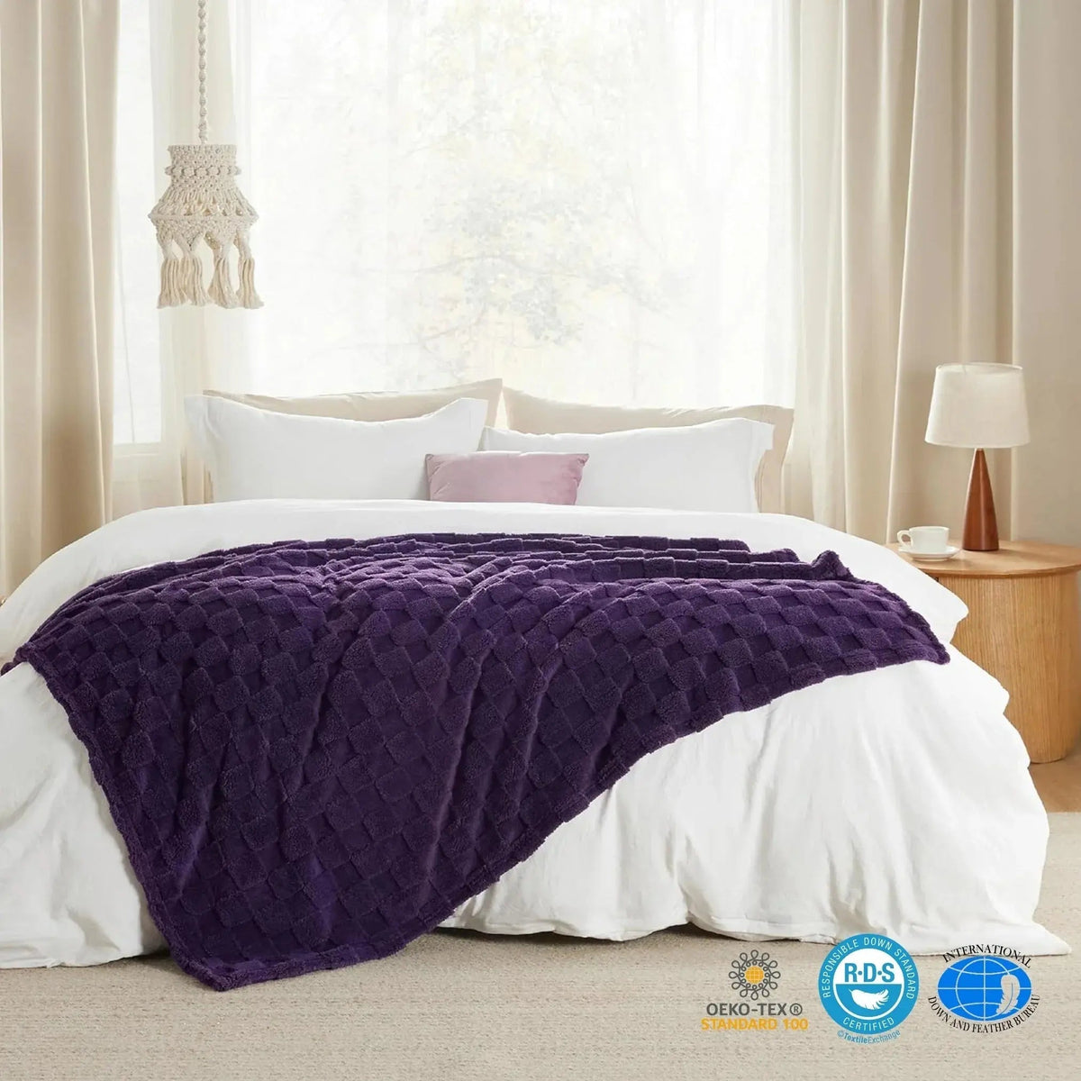 Checkered Throw Blanket Soft Fleece Cosy