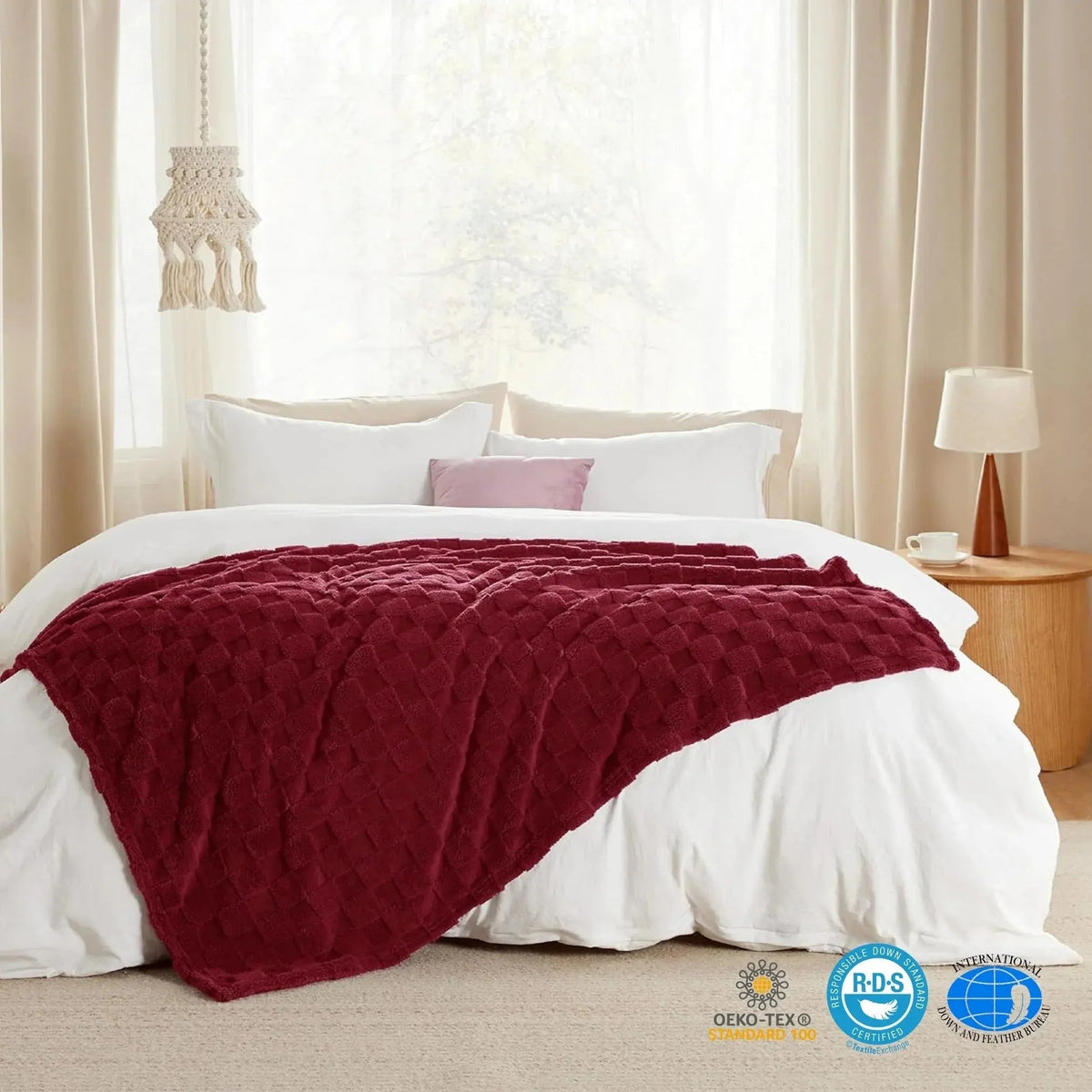 Checkered Throw Blanket Soft Fleece Cosy