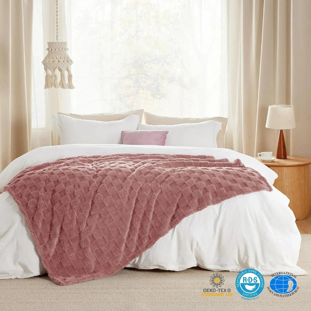 Checkered Throw Blanket Soft Fleece Cosy