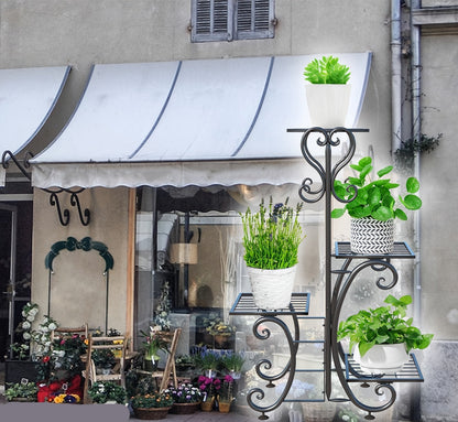 4-Tier Metal Plant Stand – Corner Shelf for Indoor Plants