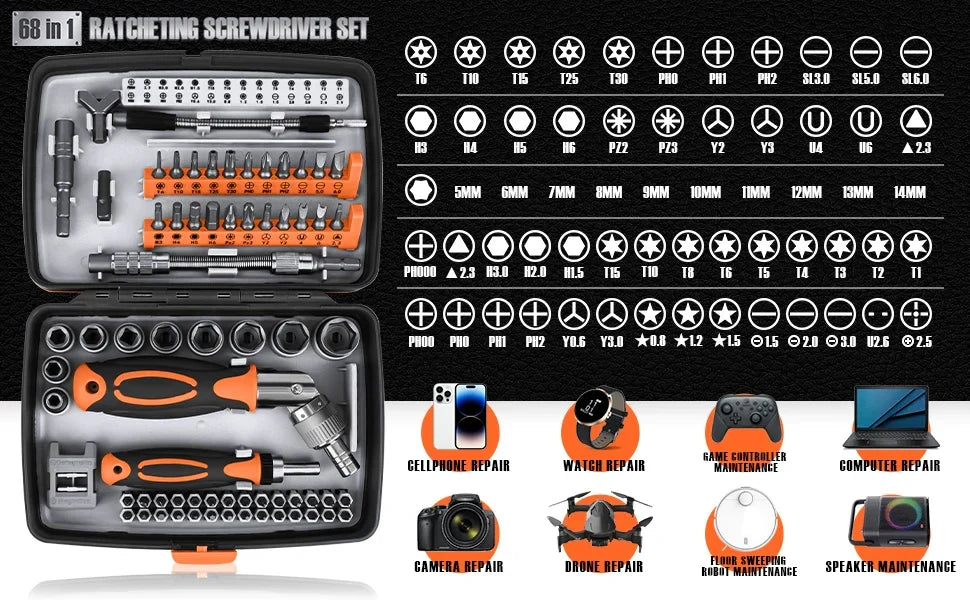 68-in-1 Ratchet Screwdriver Set with Storage Case product image 8