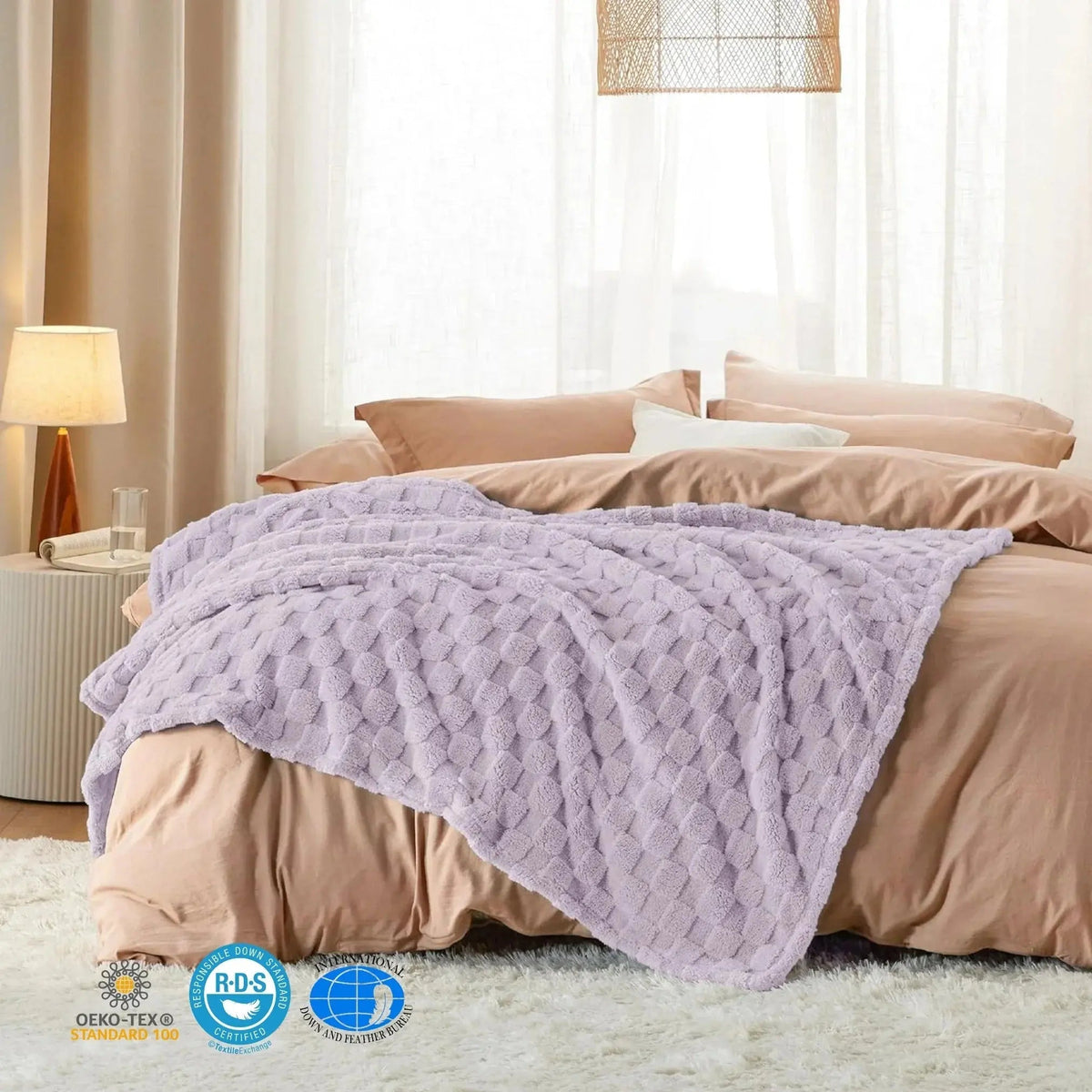 Checkered Throw Blanket Soft Fleece Cosy