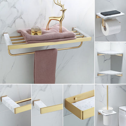 Brass Bathroom Accessories Set Marble Finish