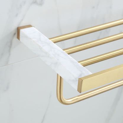 Brass Bathroom Accessories Set Marble Finish