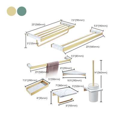 Brass Bathroom Accessories Set Marble Finish