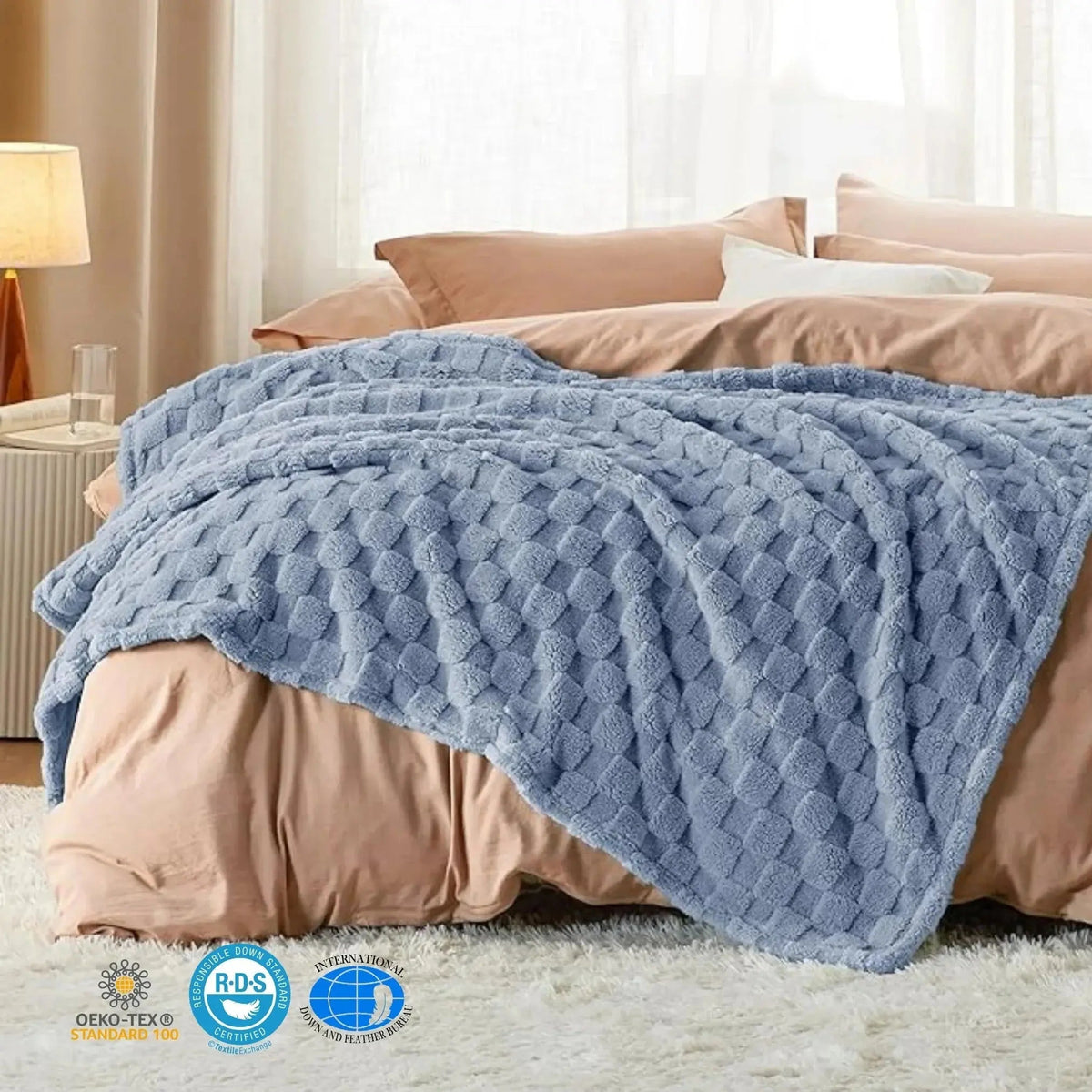 Checkered Throw Blanket Soft Fleece Cosy