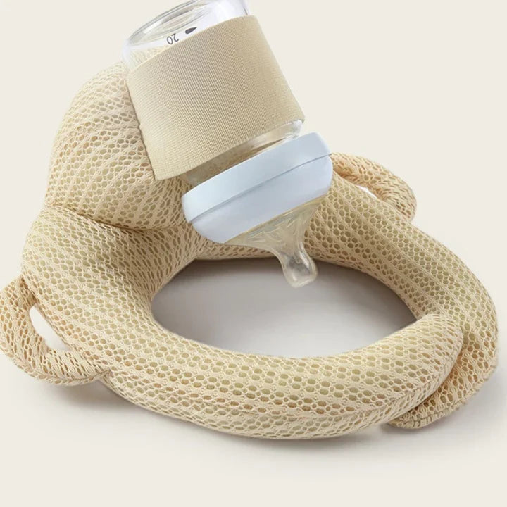 Baby Bottle Support Pillow with Elastic Bottle Strap