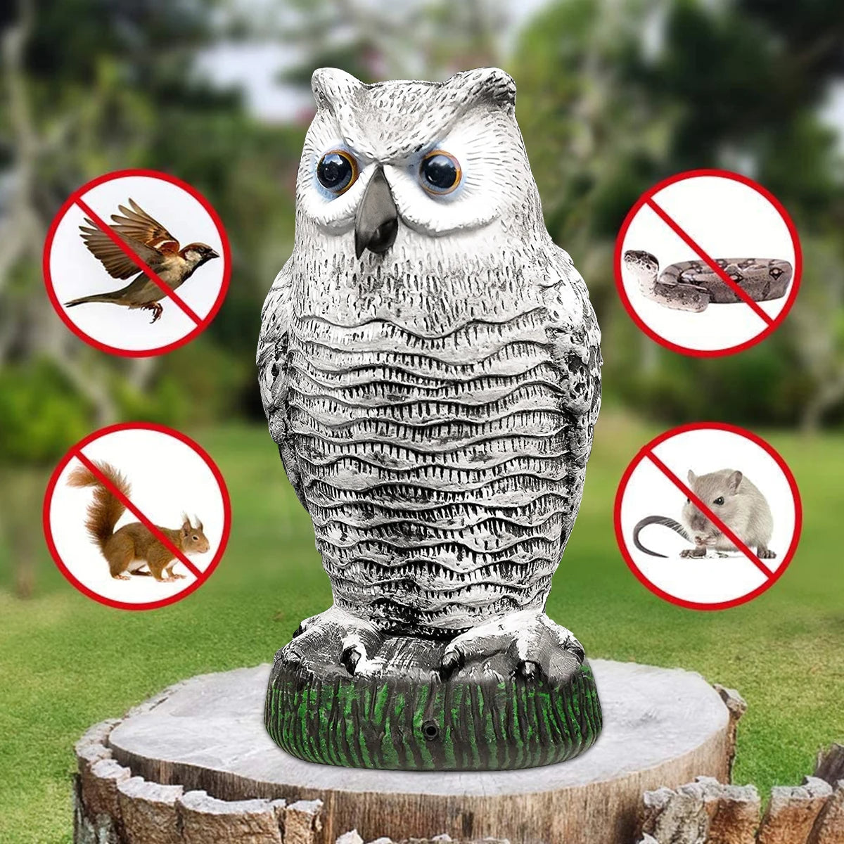 Realistic Owl Bird Repeller Garden Decoy