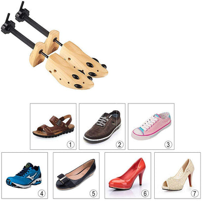 Adjustable wooden shoe tree for men and women