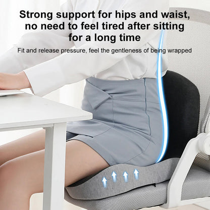 Memory Foam Lumbar Seat Cushion with Anti-Slip Back Support