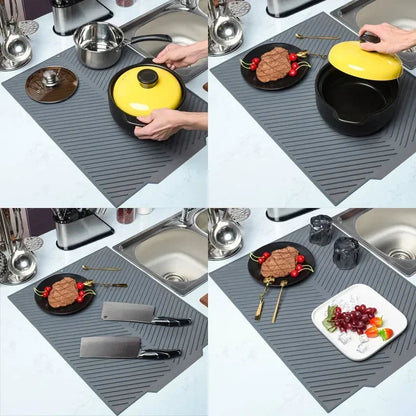 Silicone Dish Drying Mat with Quick-Drain Design