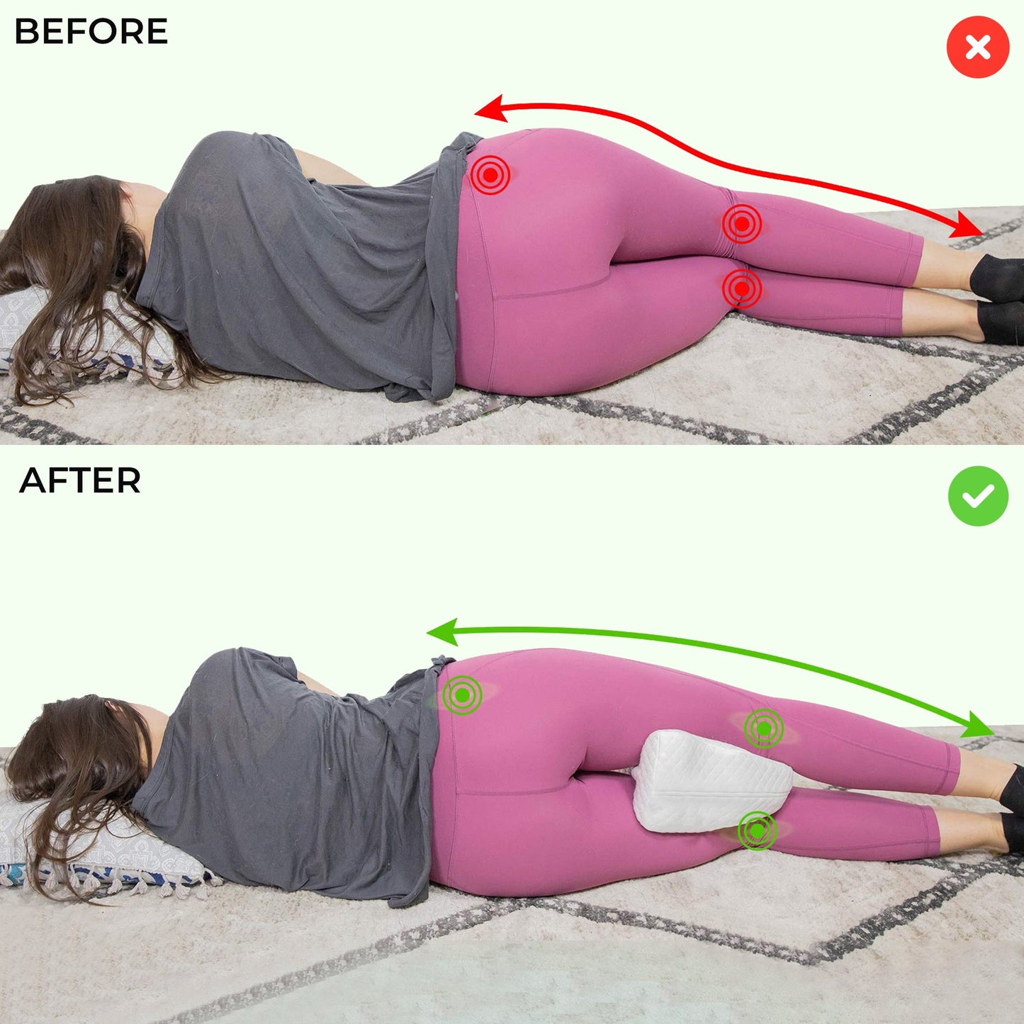 Memory Foam Knee Pillow – Back Pain Relief & Side Sleepers