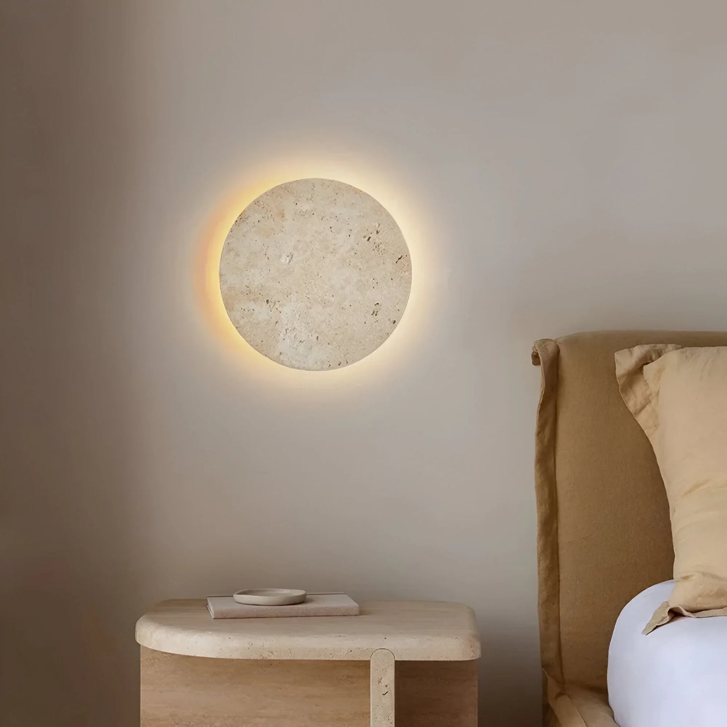 Round Stone LED Wall Light Indoor Outdoor Lamp