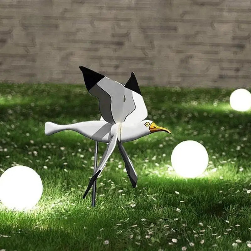 Seagull Wind Spinner – Flying Bird Garden Windmill Decor