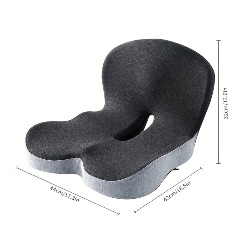 Memory Foam Lumbar Seat Cushion with Anti-Slip Back Support