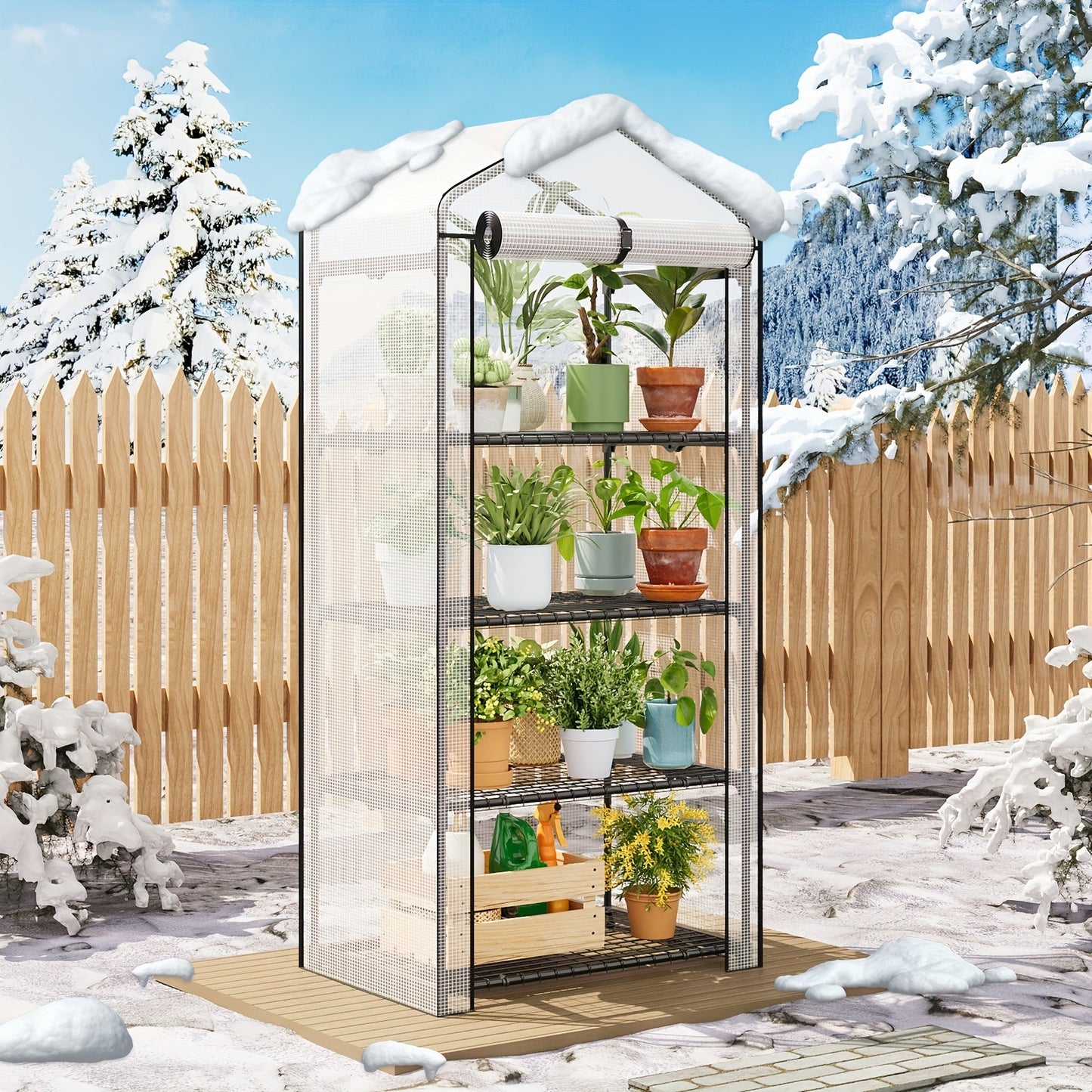 Portable Tomato Greenhouse - Rolling Plant Shelves