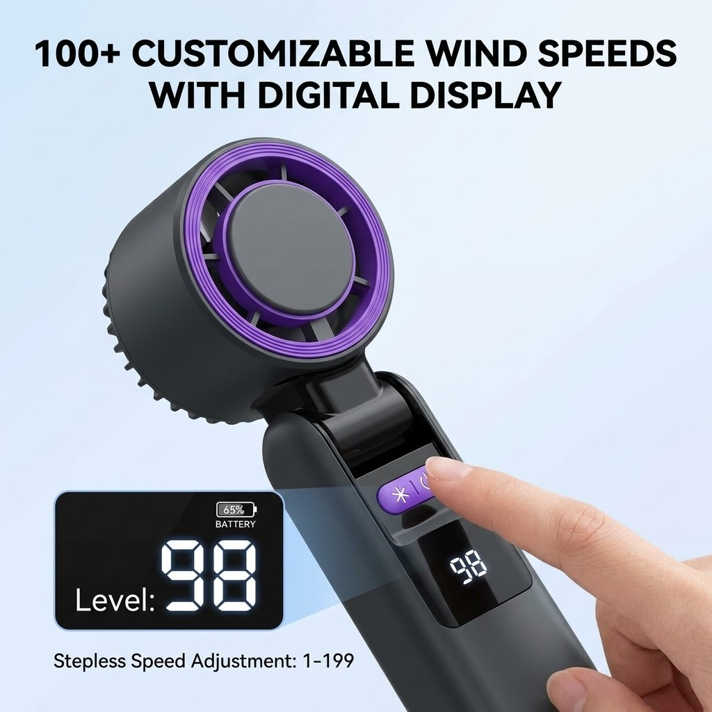 Portable Handheld Turbo Fan with Ice Cooling Plate