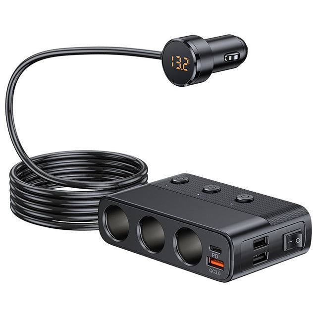 7-in-1 Car 12 V Socket Adapter with Four USB Ports
