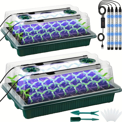 Seed Starter Trays with LED Grow Lights – 80 Cell Kit