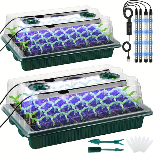 Seed Starter Trays with LED Grow Lights – 80 Cell Kit