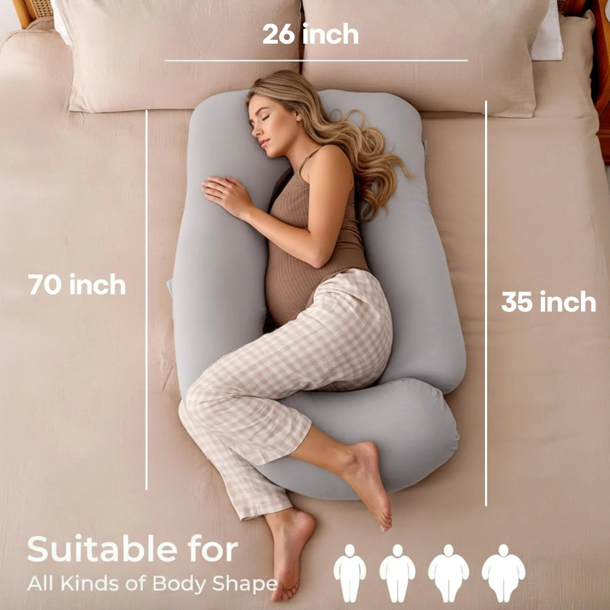 U-Shaped Pregnancy Pillow with Microfibre Filling
