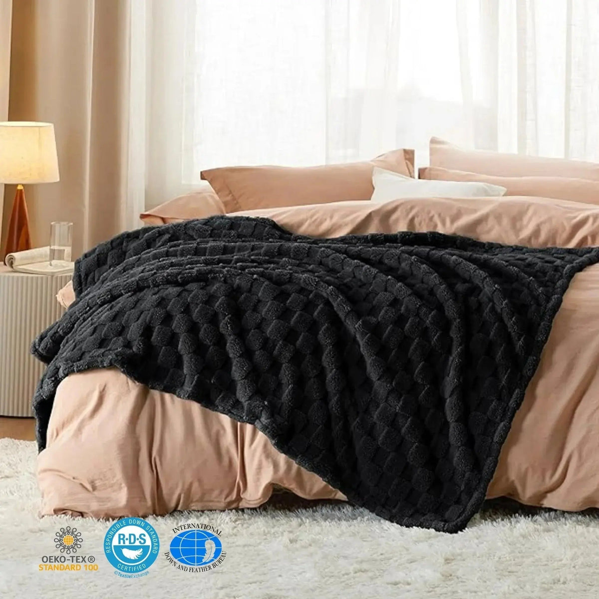 Checkered Throw Blanket Soft Fleece Cosy