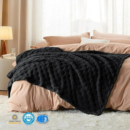 Checkered Throw Blanket Soft Fleece Cosy