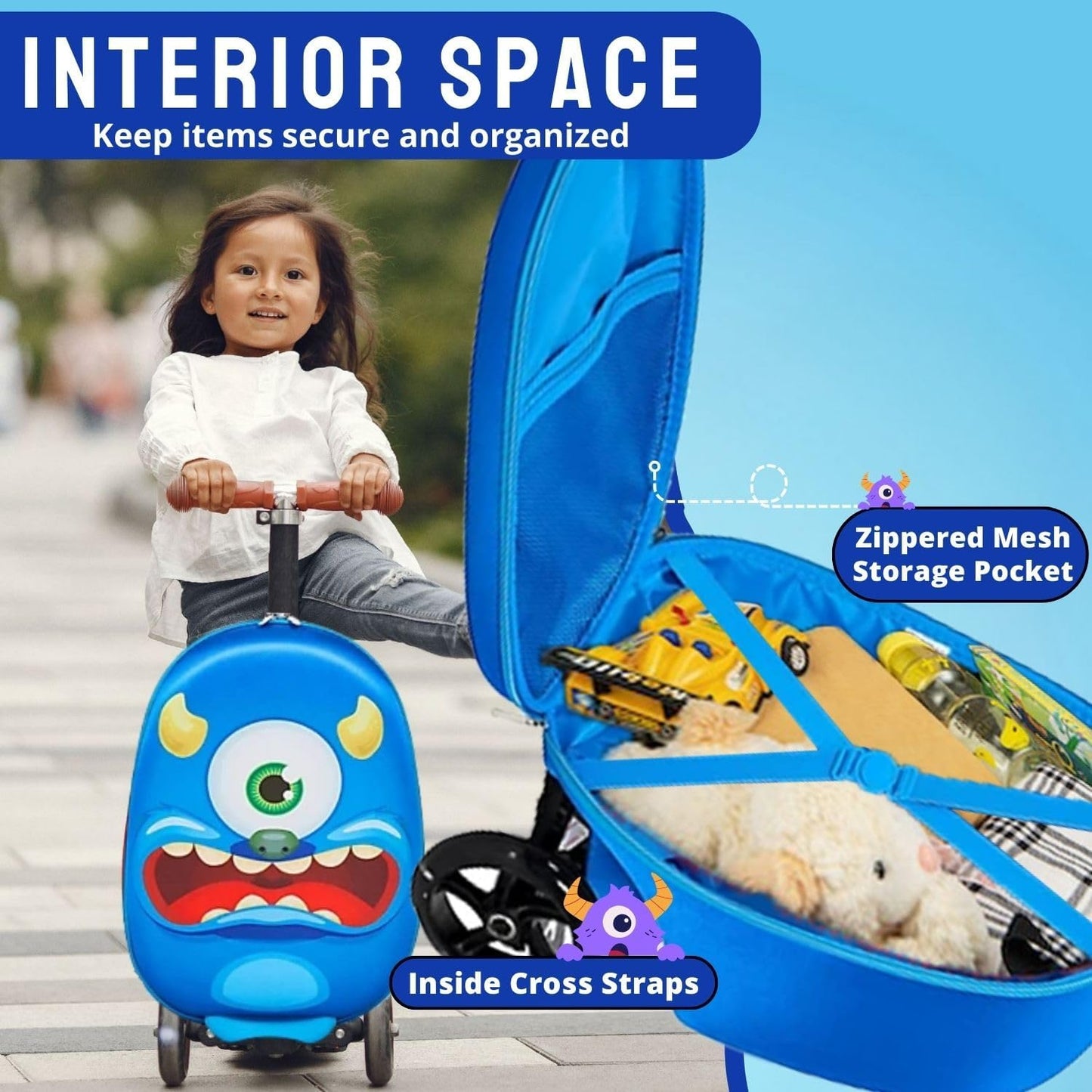 Kids Ride-On Scooter Suitcase - 2-in-1 Travel Case