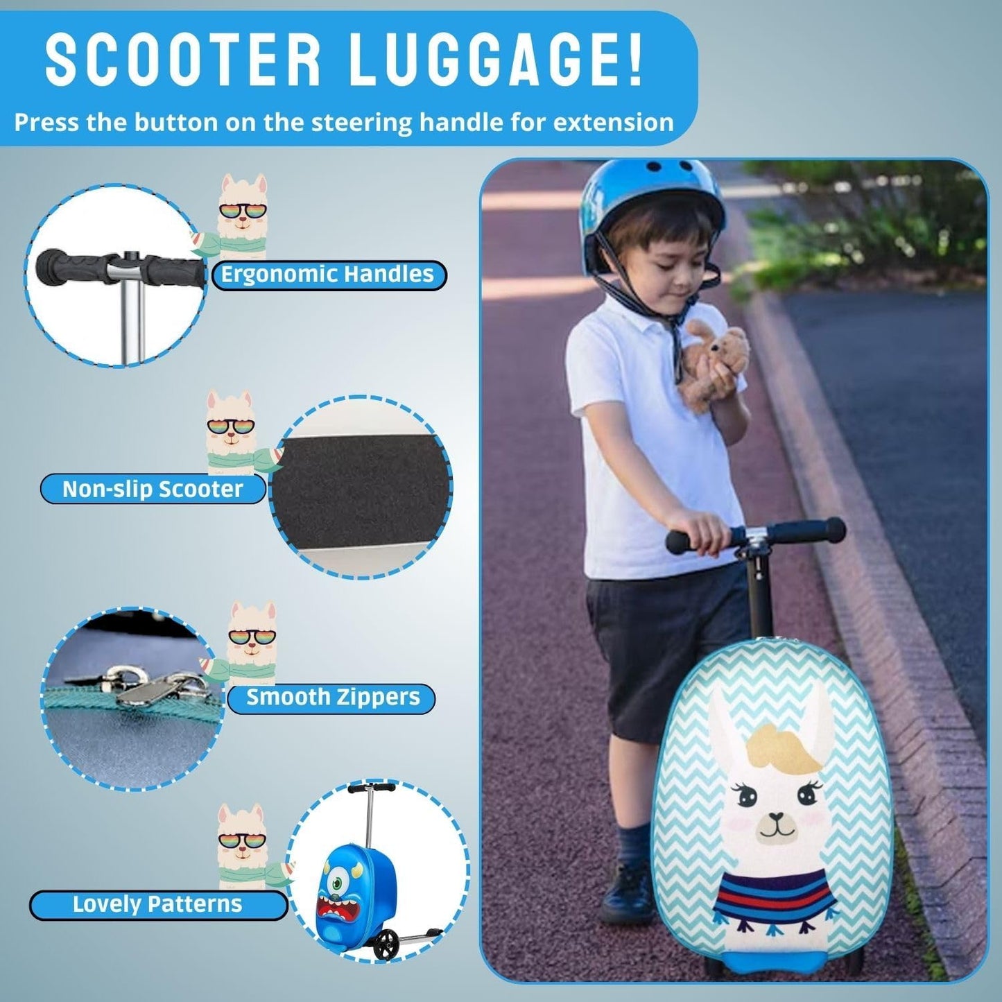 Kids Ride-On Scooter Suitcase - 2-in-1 Travel Case