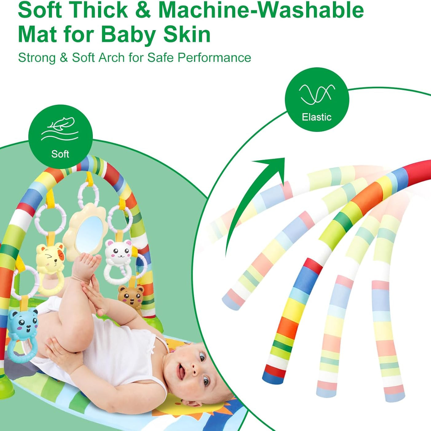 3-in-1 Baby Piano Play Gym Mat - Infant Activity Centre