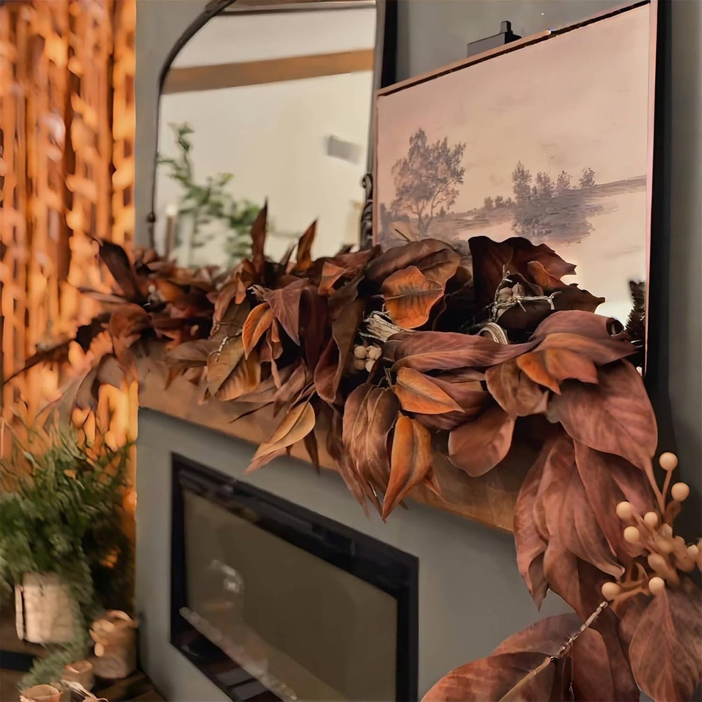 Magnolia Leaf Garland Autumn Indoor Outdoor Decor