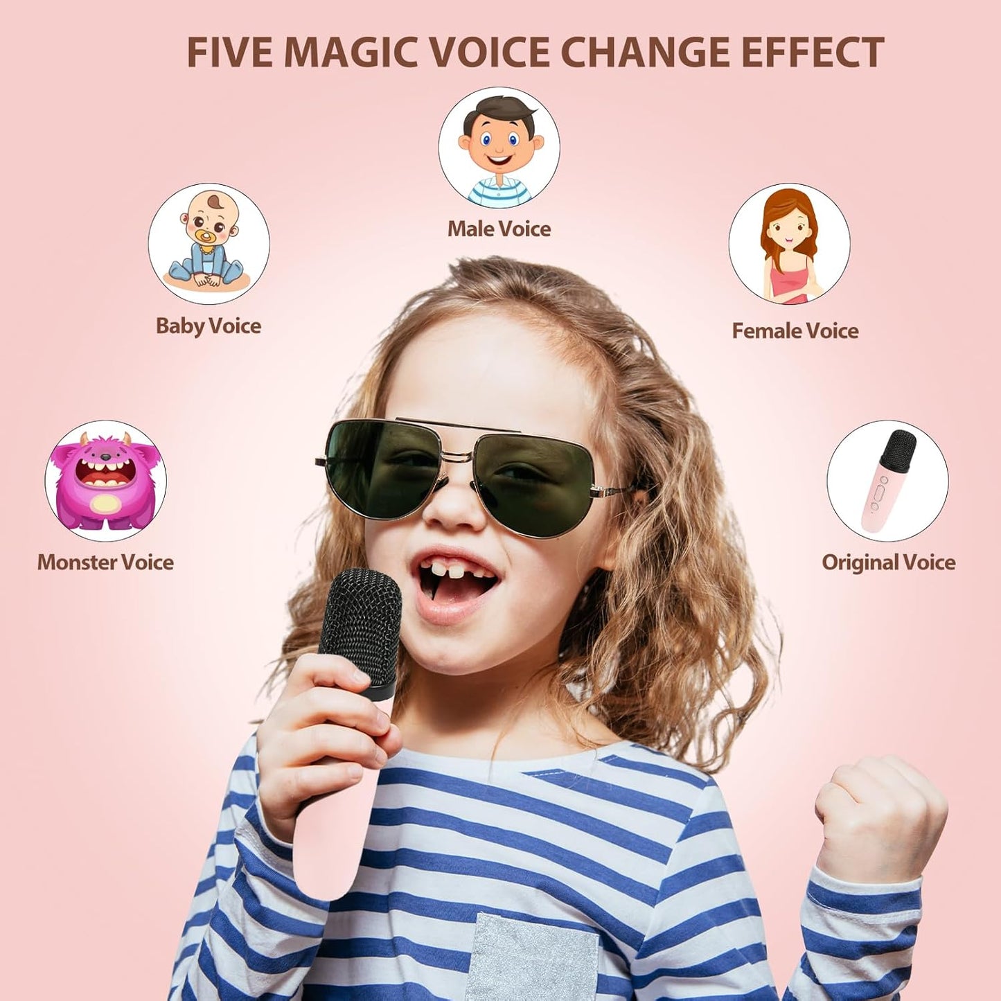 Mini Karaoke Machine for Kids - 2 Microphones, Bluetooth